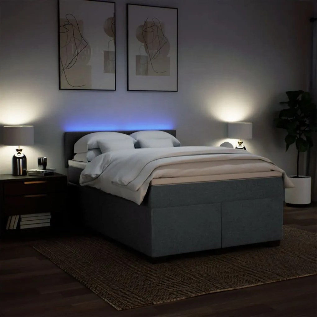 vidaXL Κρεβάτι Boxspring με Στρώμα Σκούρο Γκρι 140x200 εκ Υφασμάτινο