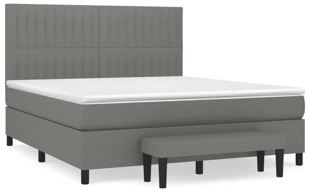 vidaXL Κρεβάτι Boxspring με Στρώμα Σκούρο Γκρι 180x200 εκ Υφασμάτιν