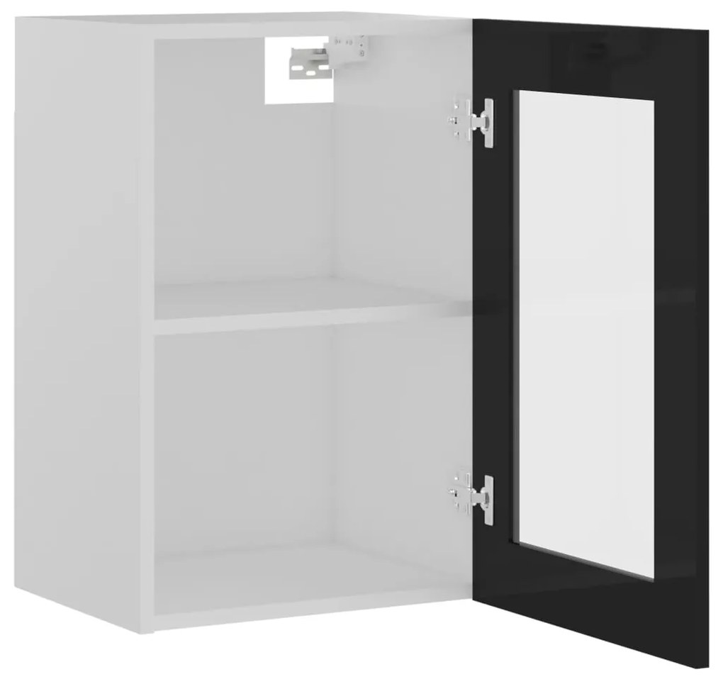 vidaXL Ντουλάπι Κρεμαστό με Τζάμι Γυαλ. Μαύρο 40x31x60 εκ. Μοριοσανίδα