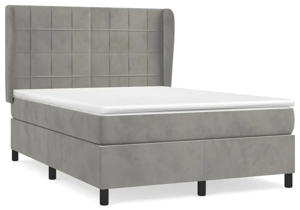 ΚΡΕΒΑΤΙ BOXSPRING ΜΕ ΣΤΡΩΜΑ ΑΝΟΙΧΤΟ ΓΚΡΙ 140X190 ΕΚ. ΒΕΛΟΥΔΙΝΟ 3129207