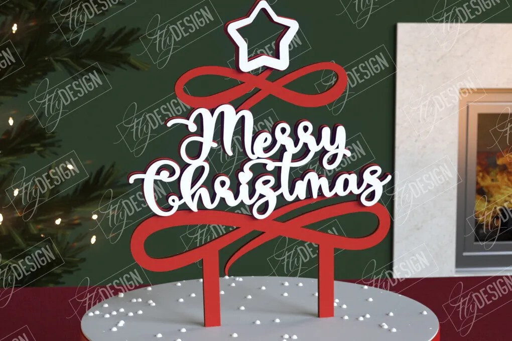 Σετ των 3 Intra απο ξύλο plywood 3mm-4mm πάχος Χριστουγεννιάτικο Cake Topper | Διακοπές | CNC Δίασταση 15x15 cm INTRAFABR-111361529