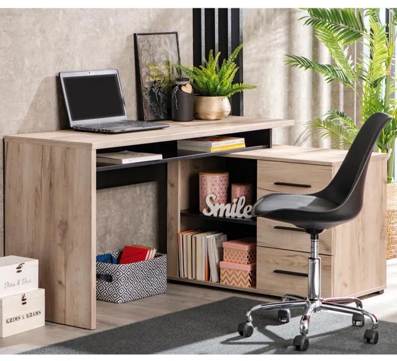 Γραφείο ARHIMED Γκρί Δρύς - Mαύρο 138x102x75 εκ. 138x102x75 εκ.