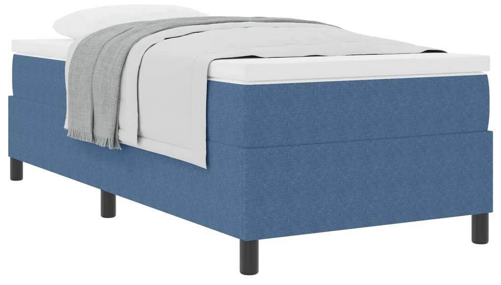 vidaXL Κρεβάτι Box Spring με Στρώμα σε Μπλε, 90 x 200 εκ., Βελούδο