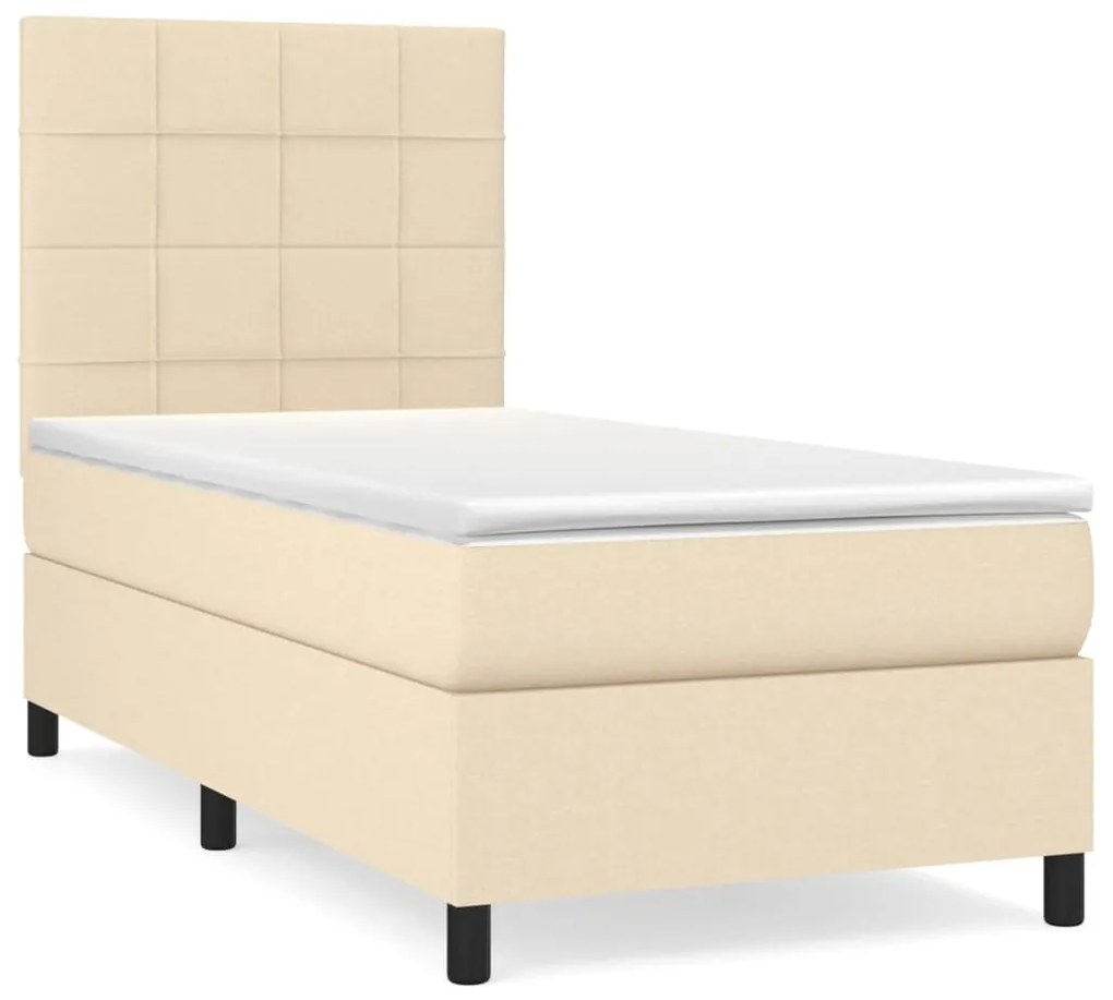 Κρεβάτι Boxspring με Στρώμα Κρεμ 90x200 εκ.Υφασμάτινο - Κρεμ