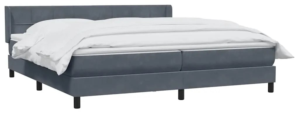 vidaXL Κρεβάτι Boxspring με Στρώμα Σκούρο Γκρι 180x210 εκ. Βελούδινο