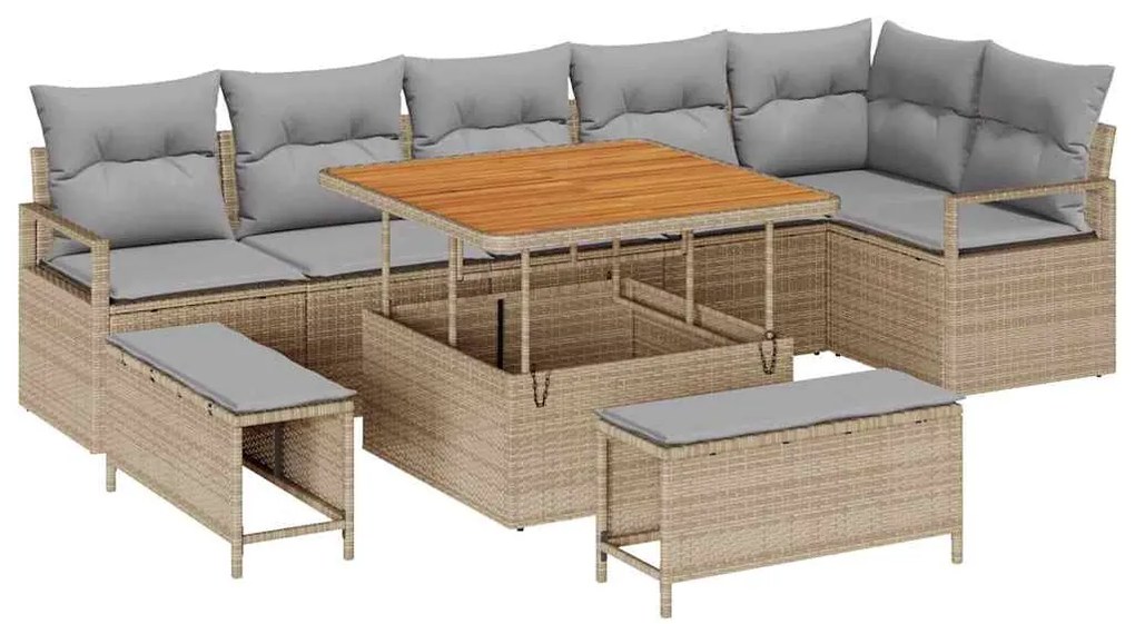 vidaXL Σετ Καναπέ Κήπου 9 pcs Μπεζ, Ανοιχτό Γκρι 100 x 100 x 71 cm