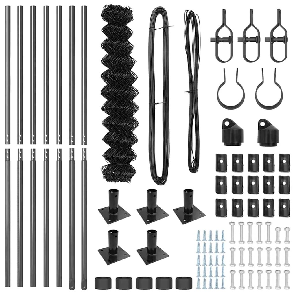 vidaXL Φράχτης από αλυσίδα με στήλες Γκρι 1.2 x 10 m Ατσάλι