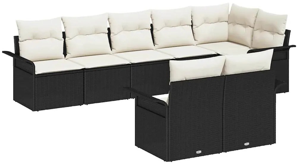 vidaXL Σετ Καναπέ Κήπου με μαξιλάρι 8 pcs Μαύρο Πολυ ράταν