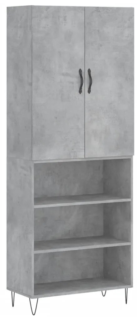 vidaXL Ντουλάπι Γκρι Σκυροδέματος 69,5x34x180 εκ. Επεξεργασμένο Ξύλο