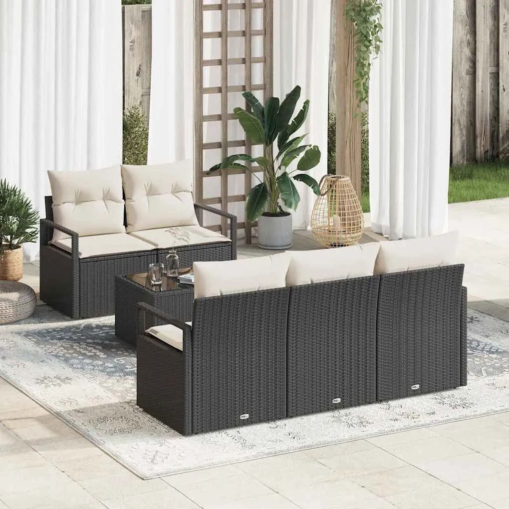 vidaXL Σετ Καναπέ Κήπου 6 pcs Μαύρο, Κρέμα 55 x 55 x 37 εκ