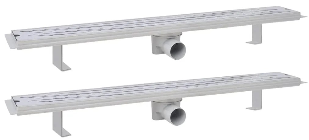 vidaXL Σιφόνια Ντουζιέρας Γραμμικά 2 τεμ. 830x140 χιλ. Ανοξ. Ατσάλι