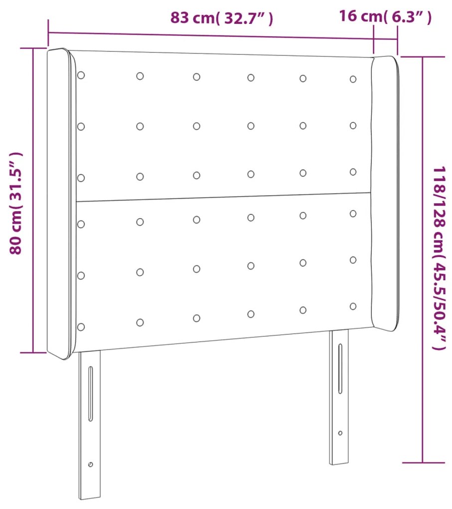 vidaXL Κεφαλάρι Κρεβατιού LED Γκρι 83x16x118/128 εκ. Συνθετ. Δέρμα