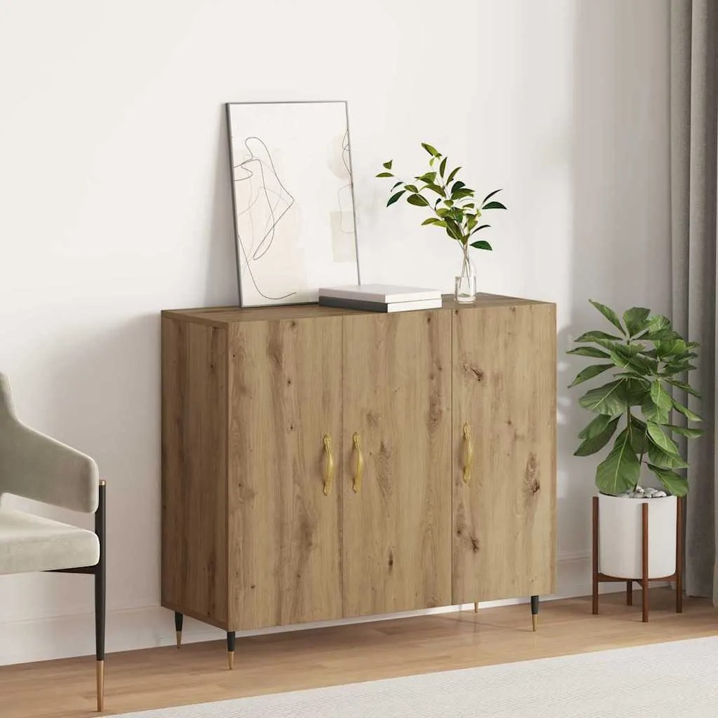 vidaXL Πλαϊνό γραφείο Καφέ 90 x 34 x 80 εκ. Επεξεργασμένο ξύλο