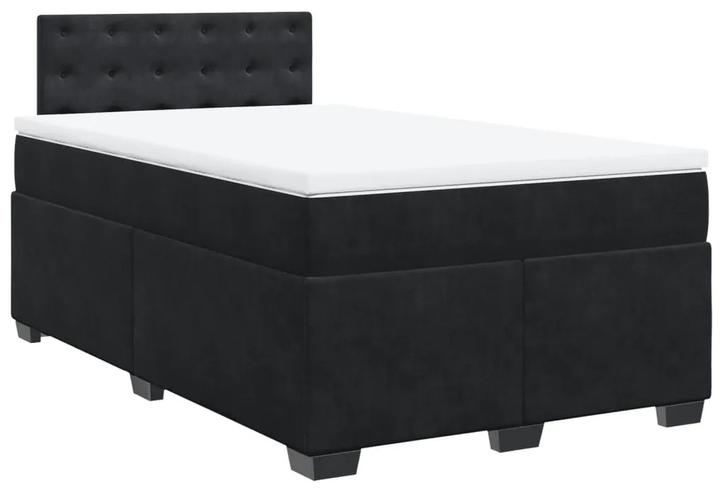 vidaXL Κρεβάτι Boxspring με Στρώμα Μαύρο 120x190 εκ. Βελούδινο