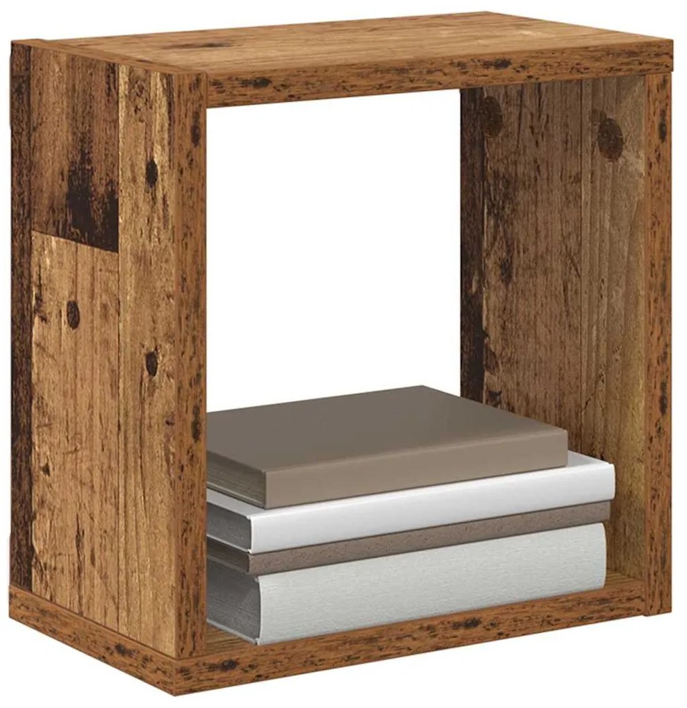 vidaXL Ράφια Τοίχου με ράφι 4 pcs Παλαιό ξύλο 26 x 15 x 26 cm