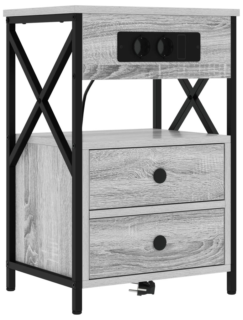 vidaXL Κομοδίνο 2 pcs Γκρι sonoma 40 x 31 x 60 εκ. Επεξεργασμένο ξύλο