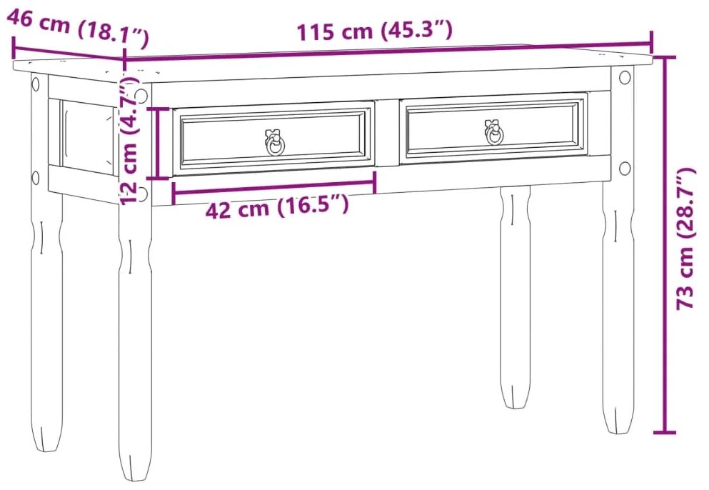 ΤΡΑΠΕΖΙ ΚΟΝΣΟΛΑ CORONA 115X46X73 ΕΚ. ΑΠΟ ΜΑΣΙΦ ΞΥΛΟ ΠΕΥΚΟΥ 4005665