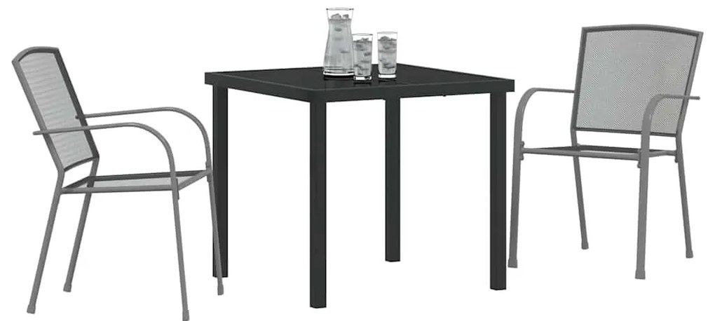 vidaXL Σέτ φαγητού για κήπο 3 pcs Ανθρακί Χάλυβας με επίστρωση πούδρας