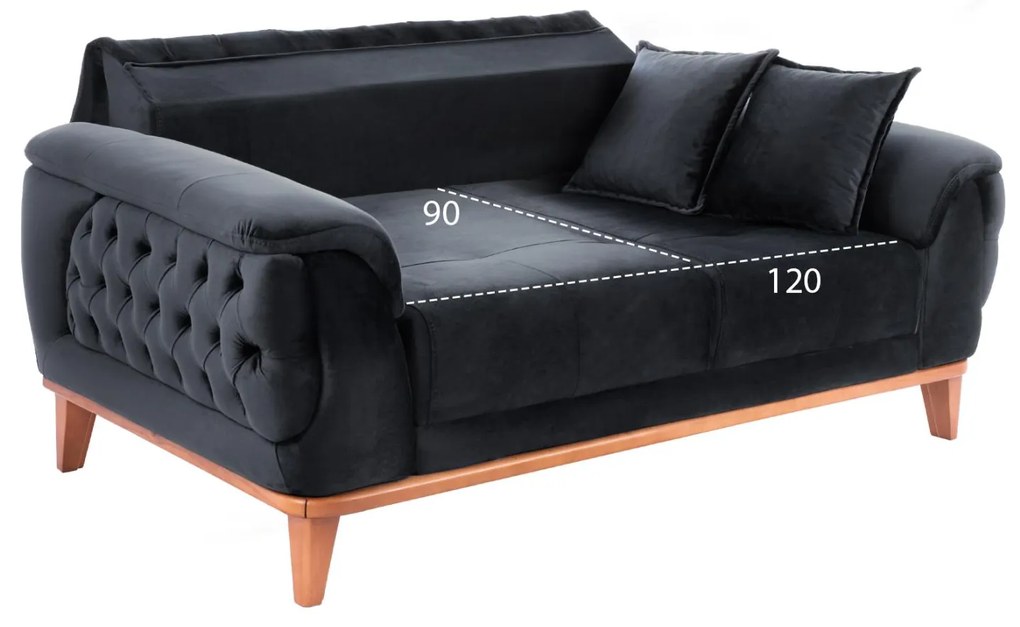 Καναπές - Κρεβάτι Bennington 2θέσιος Μαύρο 180x95x80 εκ. 180x95x80 εκ.