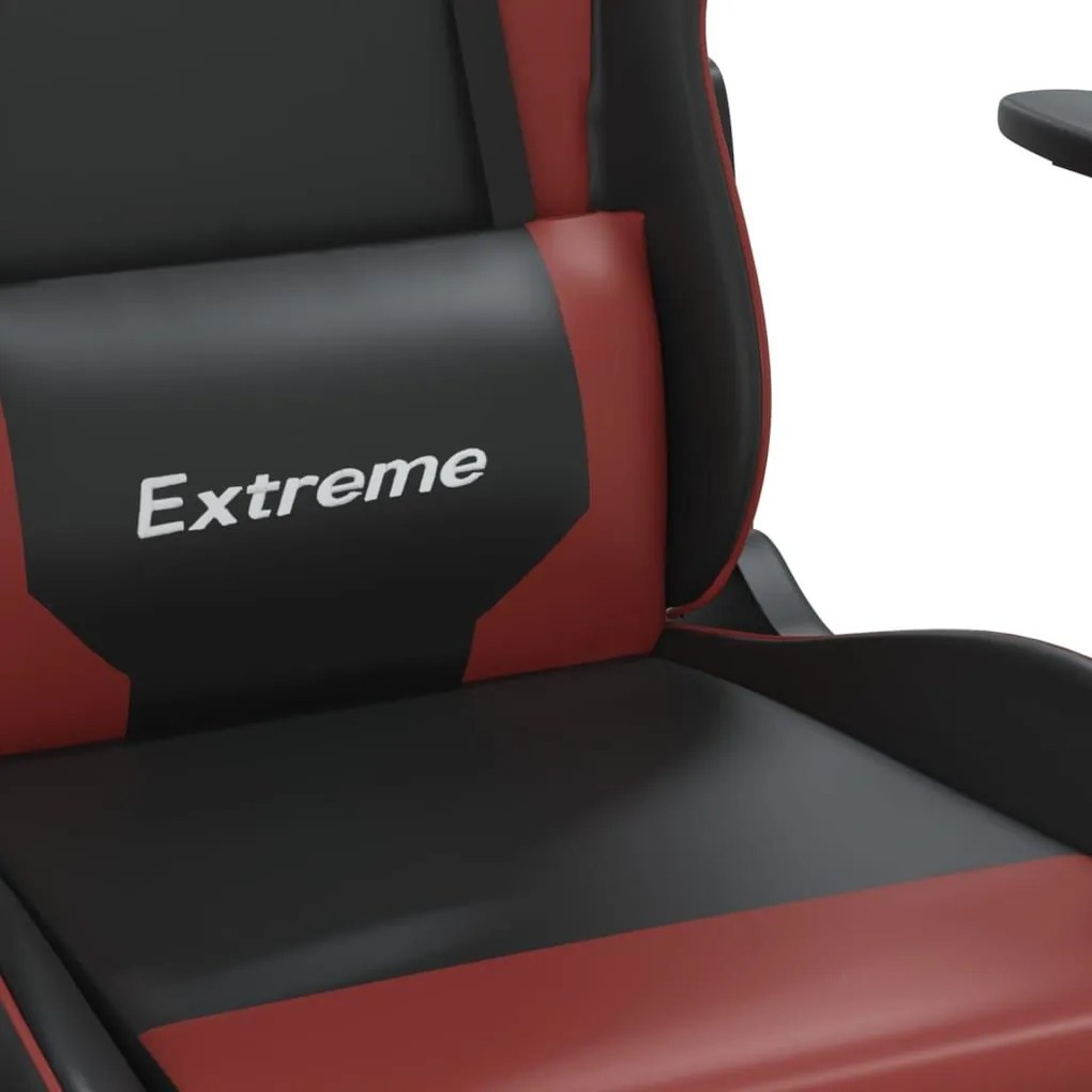Καρέκλα Gaming Μασάζ Υποπόδιο Μαύρο/Μπορντό από Συνθετικό Δέρμα - Κόκκινο