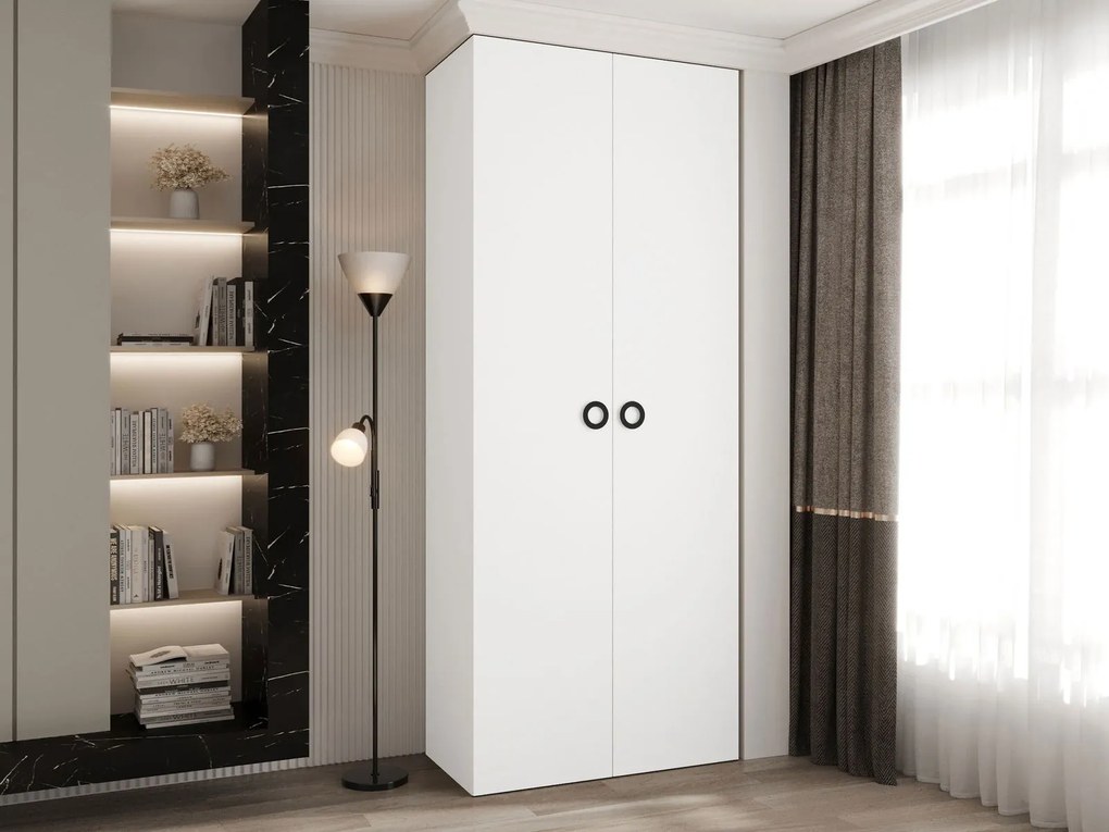Ντουλάπα Como I 100 Δίφυλλη-Λευκό - Μαύρο