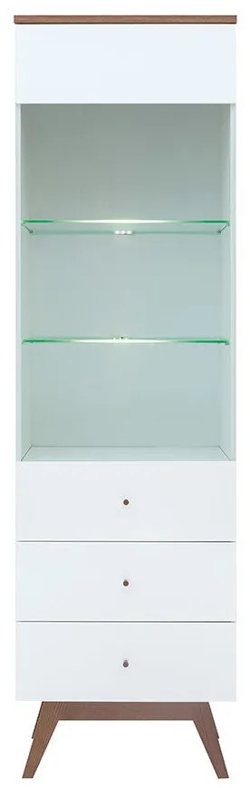 Βιτρίνα Boston AN107, 56x195x41cm, 46 kg, Άσπρο, Sibu πεύκο, Γυαλιστερό λευκό, Επεξεργασμένο γυαλί, Πλαστικοποιημένη μοριοσανίδα, Εντοιχισμένη