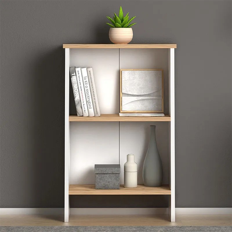 Βιβλιοθήκη μελαμίνης Flora Megapap χρώμα white - oak 52x25x80εκ. - GP022-0074,2 - GP022-0074,2