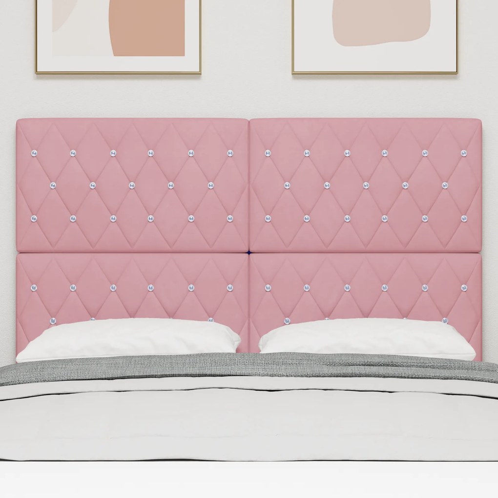 vidaXL Κεφαλάρι Ροζ 140 cm με Κρυστάλλινο Κουμπί Tufted