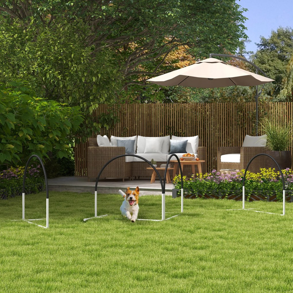 PawHut Σετ Agility για σκύλους, 4 τεμάχια, 89 x 69 x 99 cm, Λευκό + Μαύρο