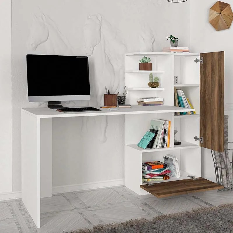 ΓΡΑΦΕΙΟ ΕΡΓΑΣΙΑΣ MERINO MEGAPAP ΧΡΩΜΑ ΛΕΥΚΟ - ΚΑΡΥΔΙ 149,5X61,8X120ΕΚ.