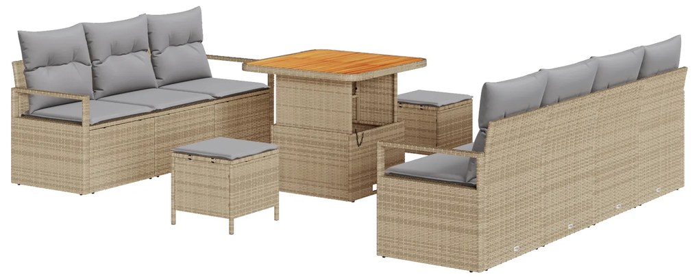 vidaXL Σετ Καναπέ Κήπου 10 pcs Μπεζ, Ανοιχτό Γκρι 80 x 80 x 71 cm