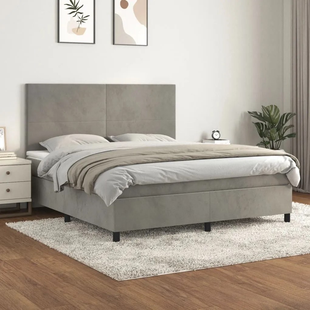 ΚΡΕΒΑΤΙ BOXSPRING ΜΕ ΣΤΡΩΜΑ ΑΝΟΙΧΤΟ ΓΚΡΙ 180X200 ΕΚ. ΒΕΛΟΥΔΙΝΟ 3142917