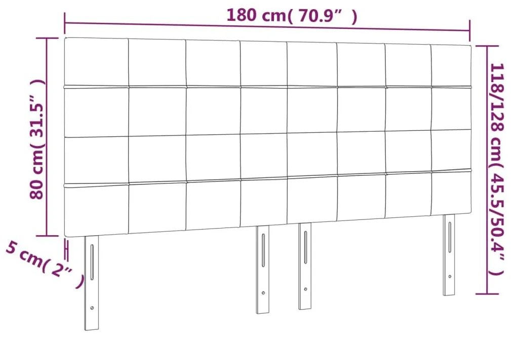 Κεφαλάρι Κρεβατιού LED Σκούρο Καφέ 180x5x118/128εκ. Υφασμάτινο - Καφέ