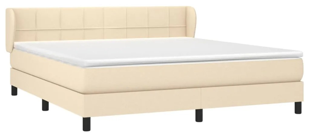 vidaXL Κρεβάτι Boxspring με Στρώμα Κρεμ 180x200 εκ. Υφασμάτινο