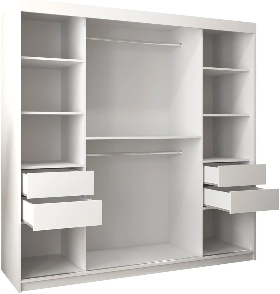 Ντουλάπα Flutes 200 Συρόμενη-Λευκό