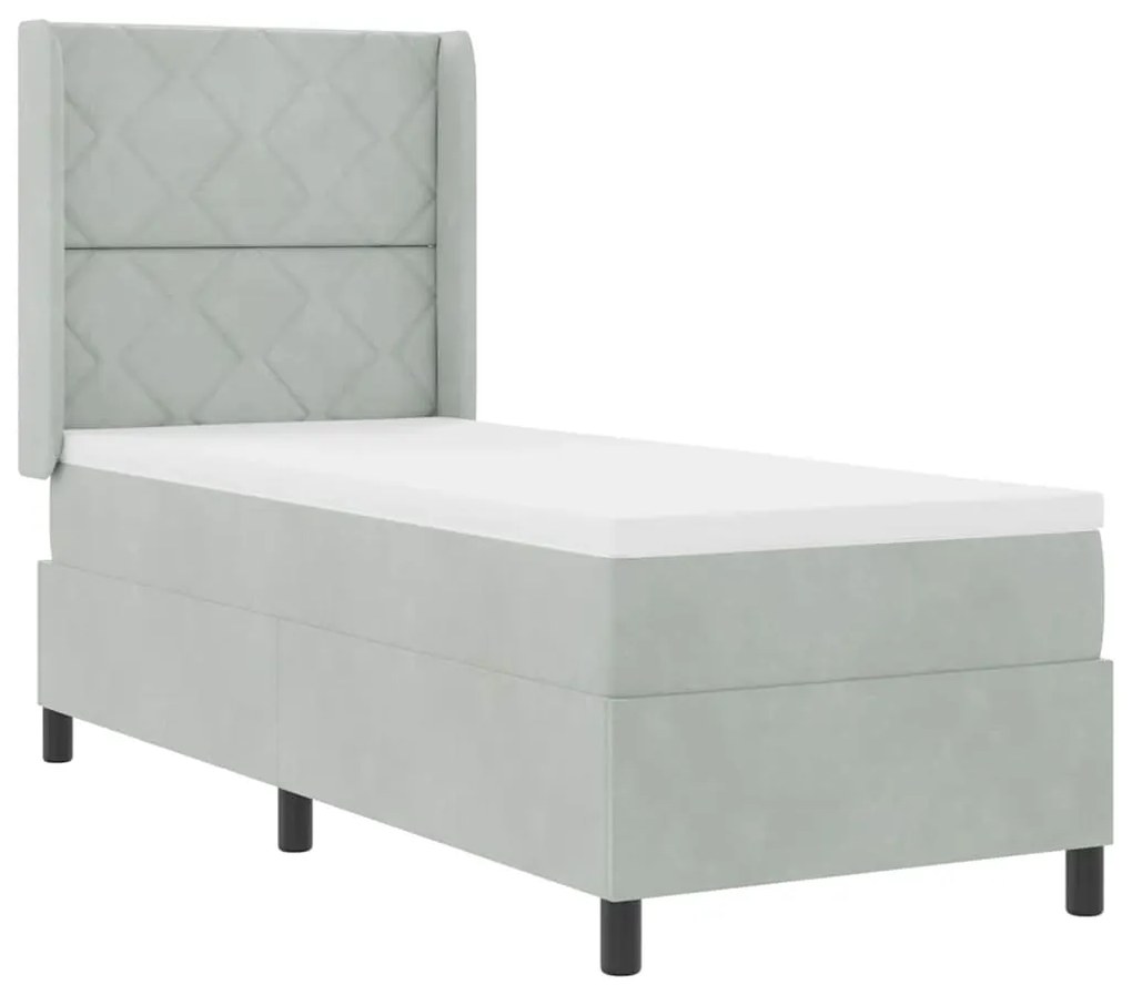 vidaXL Κρεβάτι Box Spring LED με Στρώμα Ανοιχτό γκρι 80 x 200 cm