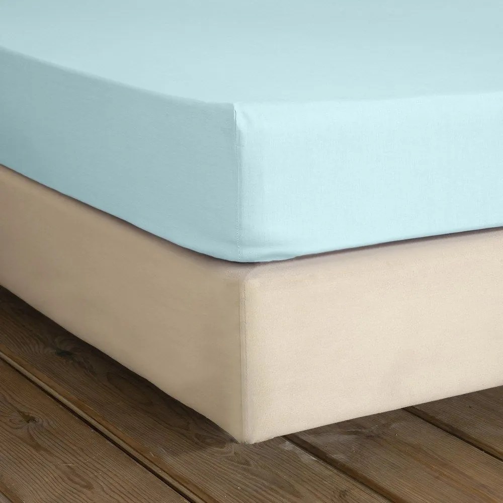 Σεντόνι Unicolors Με Λάστιχο Light Aqua Nima Υπέρδιπλo 160x240cm 100% Cotton