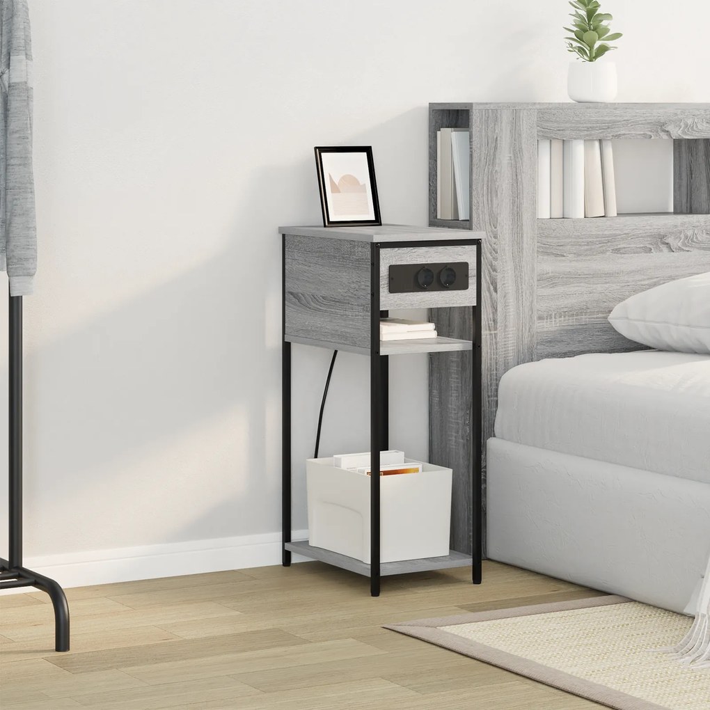 vidaXL Κομοδίνο Γκρι sonoma 28.1 x 40.9 x 75 εκ. Επεξεργασμένο ξύλο