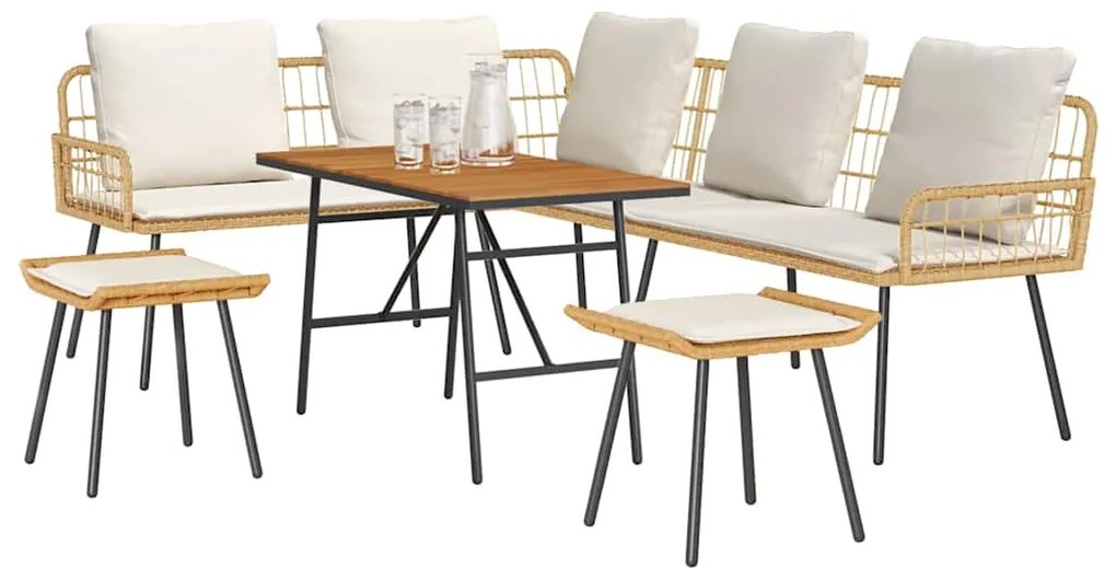 vidaXL Σετ Καναπέ Κήπου 4 pcs Φυσικό συνθετικό ρατάν