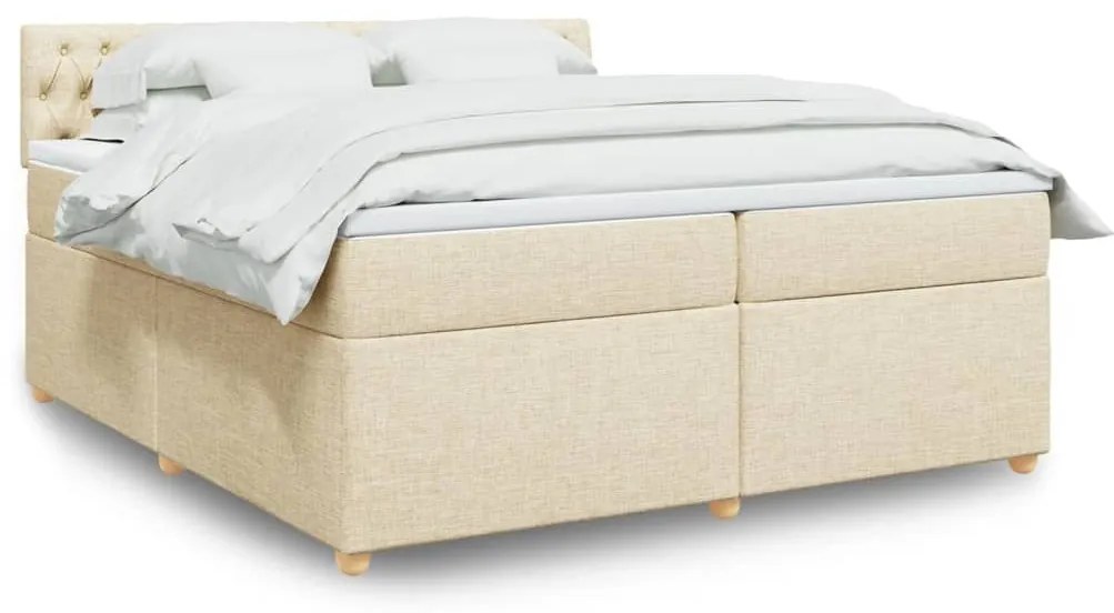 ΚΡΕΒΑΤΙ BOXSPRING ΜΕ ΣΤΡΩΜΑ ΚΡΕΜ 200X200 ΕΚ. ΥΦΑΣΜΑΤΙΝΟ 3289099