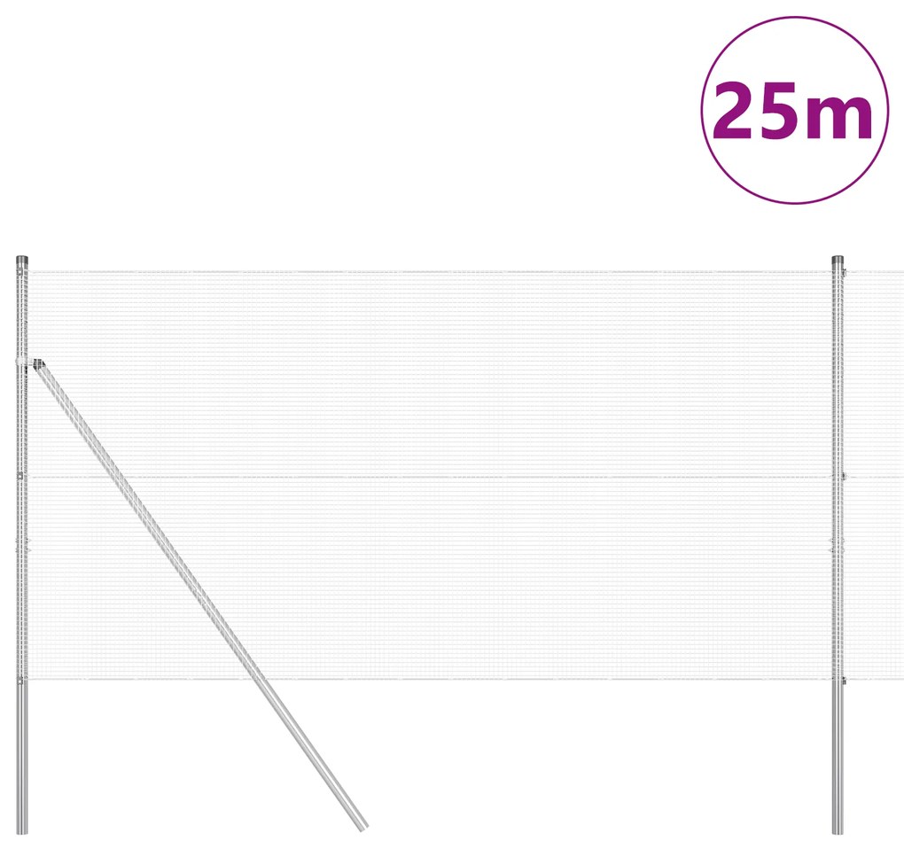 vidaXL Συρματόπλεγμα με 13 Στύλους 1x25 μ Γαλβανισμένος Χάλυβας