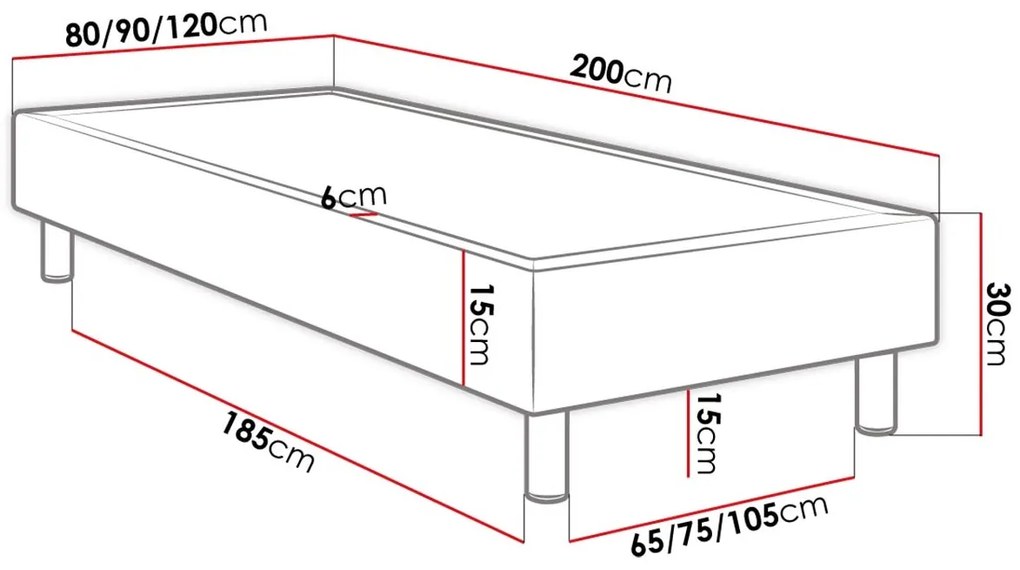 Επενδυμένο κρεβάτι Lux-Baza-Menta-200 x 80 x 30