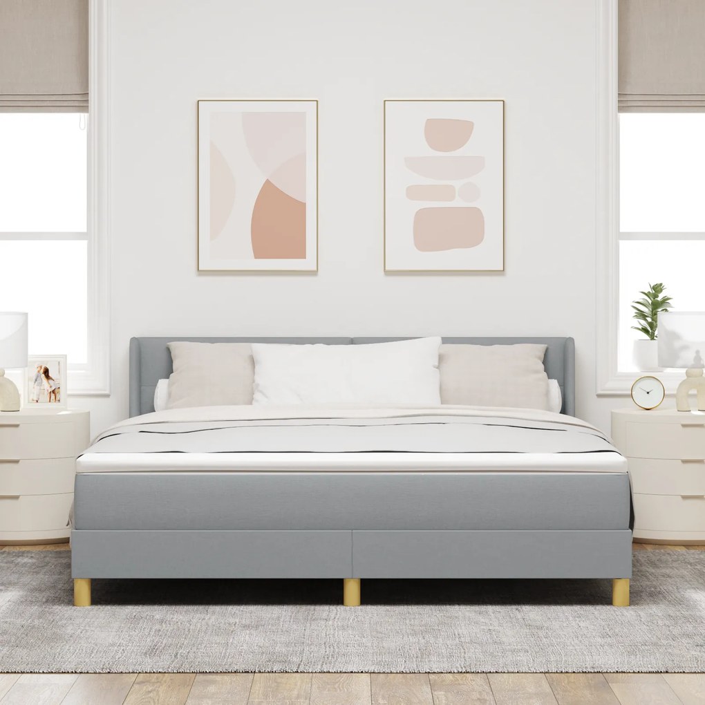 vidaXL Κρεβάτι Box Spring με Στρώμα σε Γκρίζο Ανοιχτό, 180x200 cm