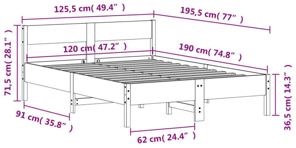 ΠΛΑΙΣΙΟ ΚΡΕΒΑΤΙΟΥ ΜΕ ΚΕΦΑΛΑΡΙ ΛΕΥΚΟ 120X190 ΕΚ. ΜΑΣΙΦ ΠΕΥΚΟΥ 842775