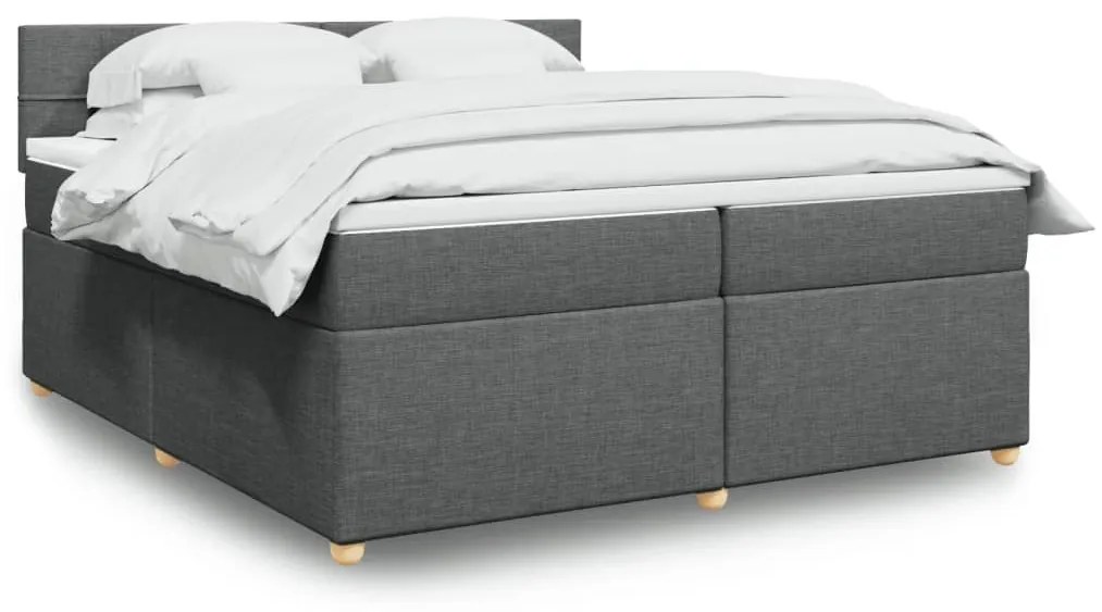 ΚΡΕΒΑΤΙ BOXSPRING ΜΕ ΣΤΡΩΜΑ ΣΚΟΥΡΟ ΓΚΡΙ 200X200 ΕΚ. ΥΦΑΣΜΑΤΙΝΟ 3289088