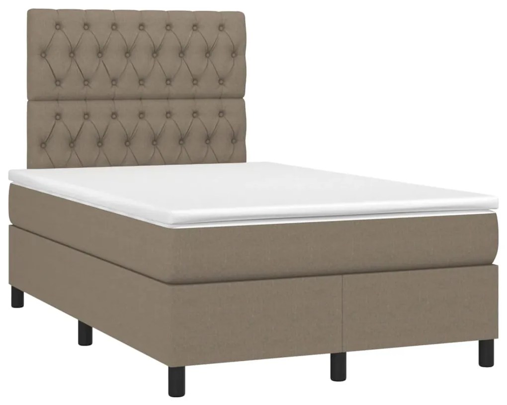 vidaXL Κρεβάτι Boxspring με Στρώμα &amp; LED Taupe 120x200 εκ. Υφασμάτινο