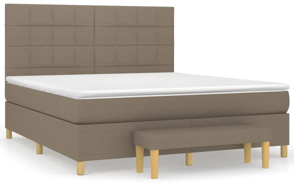 vidaXL Κρεβάτι Boxspring με Στρώμα Taupe 180x200 εκ. Υφασμάτινο