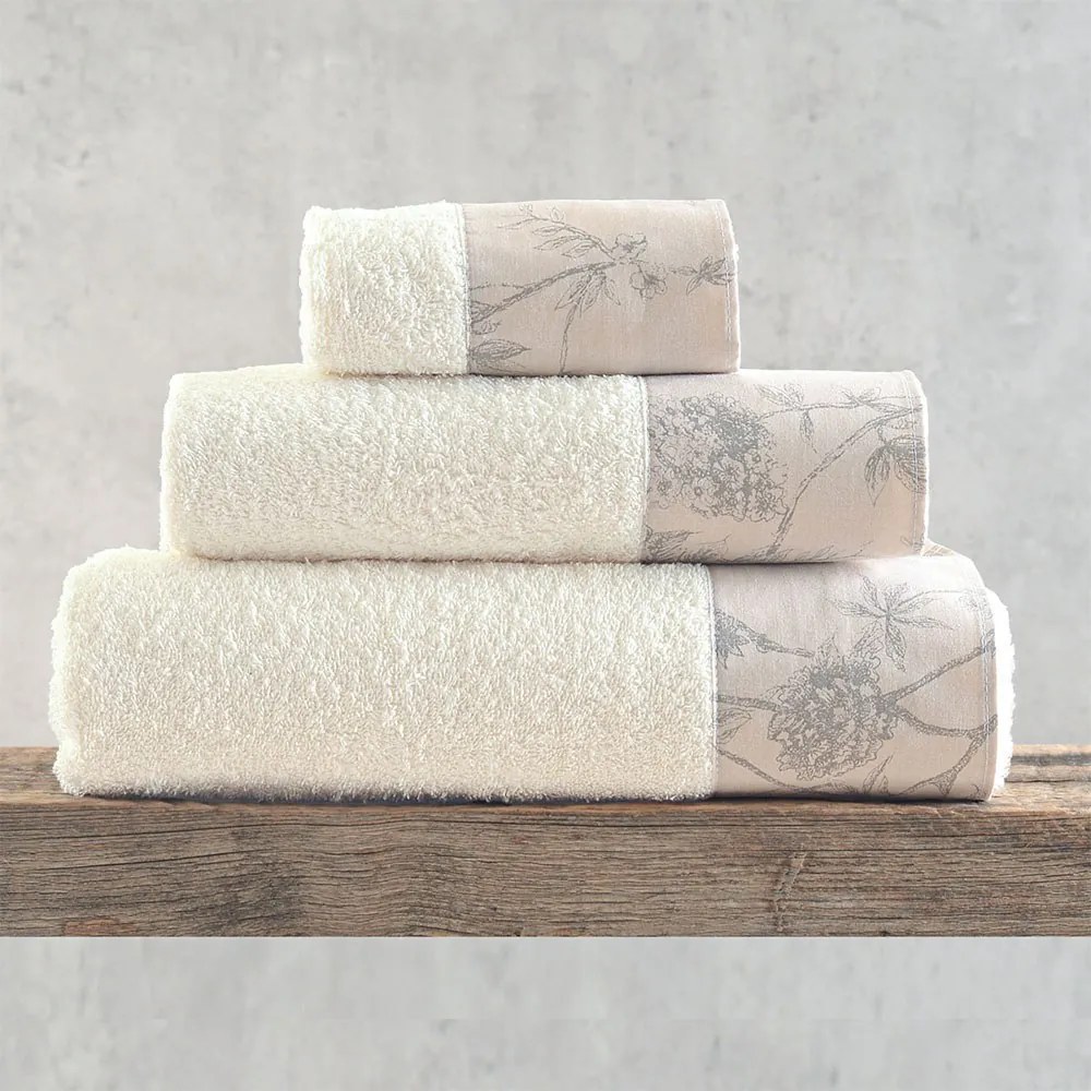 Πετσέτες Aurora (Σετ 3τμχ) Ecru-Beige Ρυθμός Towels Set 70x140cm 100% Πενιέ Βαμβάκι
