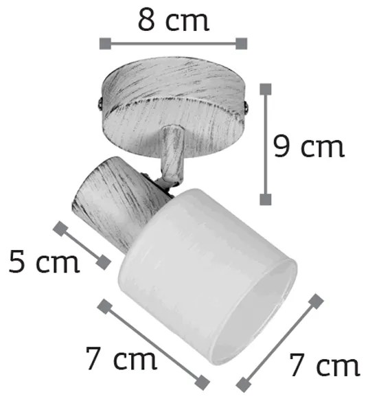 InLight Επιτοίχιο σποτ από μέταλλο σε απόχρωση λευκής πατίνας (9079-1Φ-Λευκή Πατίνα)