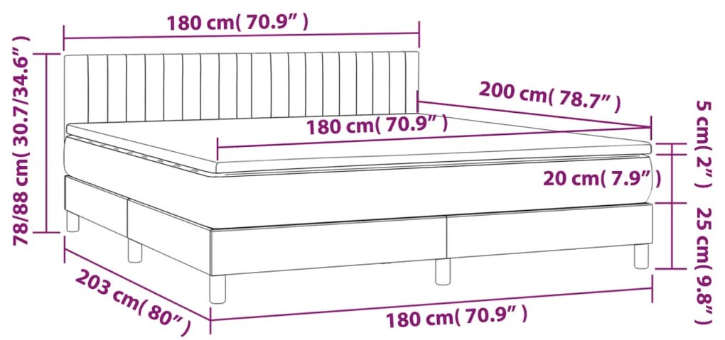 Κρεβάτι Boxspring με Στρώμα Κρεμ 180x200 εκ. Υφασμάτινο - Κρεμ